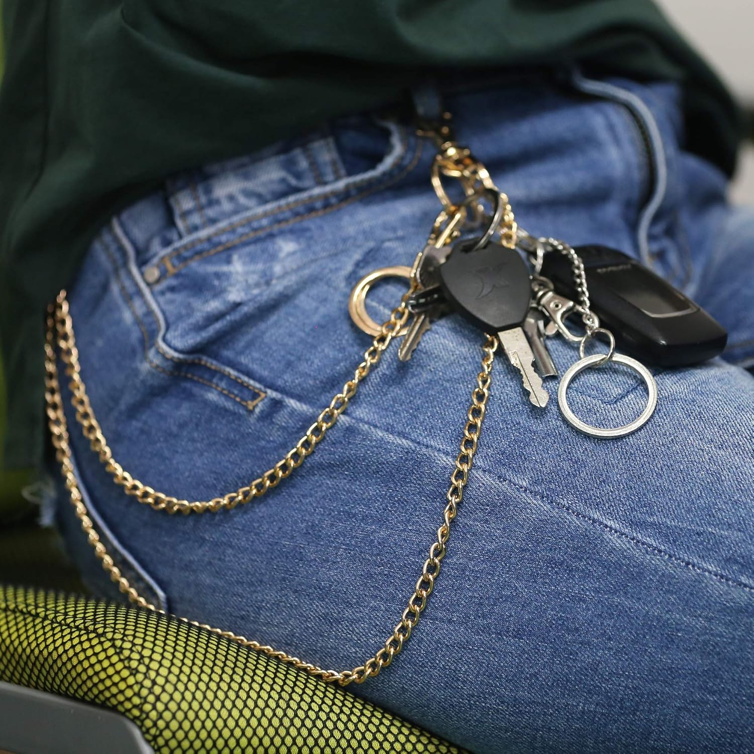 Belt Loop Wallet Teskyer 18 Silver Keychain with Both Ends Lobster