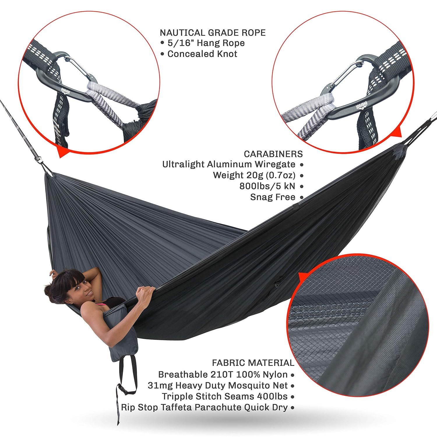 Everest Double Camping Hammock with Mosquito Net Backpacking & Survival