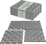 FiNeWaY 9pc Garden Plastic Tiles Interlocking Grey Non-Slip Weatherproof view 1