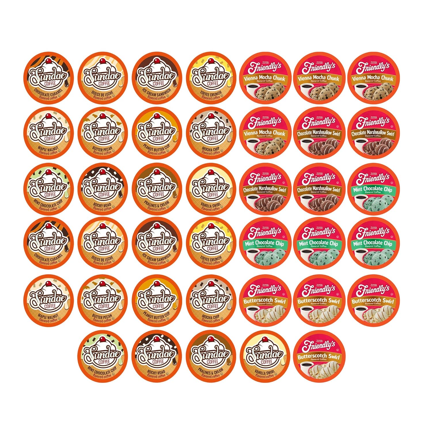Two Rivers Coffee Two Rivers Coffee Ice Cream Flavored Coffee Pods, Variety Sampler Pack for Keurig 2.0 K Cup Brewers, 40 Count