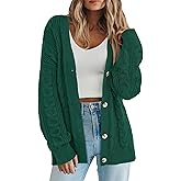 PRETTYGARDEN Womens Chunky Cardigan Sweaters 2025 Fall Oversized Cable Knit Long Sleeve Open Front Cardigans Winter Clothing