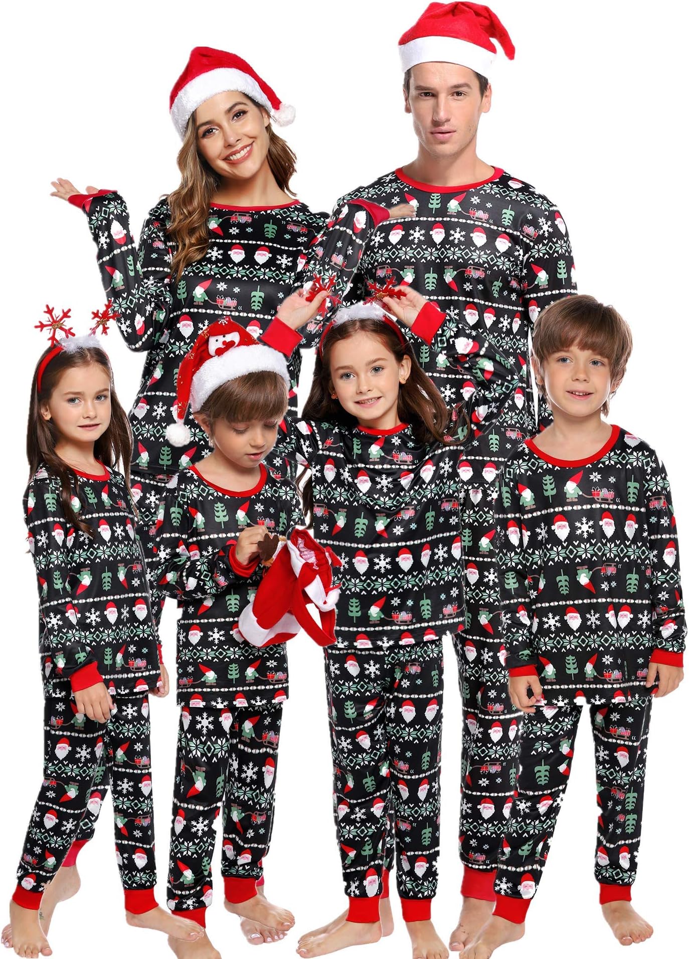 Matching Christmas Pyjamas for Family, Merry Xmas Printed Long Sleeve Long Pants Pajamas Set Sleepwear Outfits for Dad Mom Kids
