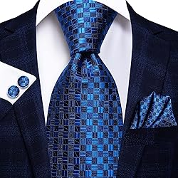 Hi-Tie 63'' Blue Ties for Men Extra Long Men's Ties