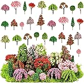 Canlierr 28 Pcs Miniature Model Trees for Diorama Mixed Mini Tiny Fake Plastic Fall Trees with 40g Green Faux Moss Decor for Villages, Craft, Model Scenery Accessories DIY Projects Landscape Fairy