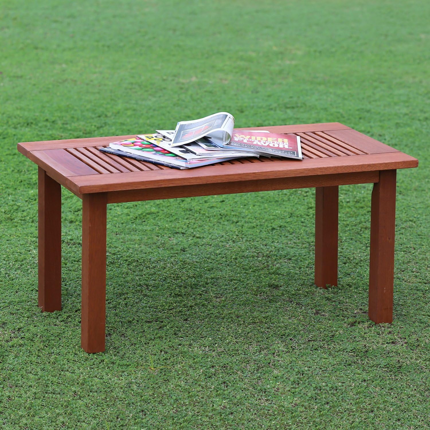 Furinno FG16504 Tioman Hardwood Patio Furniture Outdoor Coffee Table in Teak Oil, 1-Tier, Natural : Garden & Outdoor