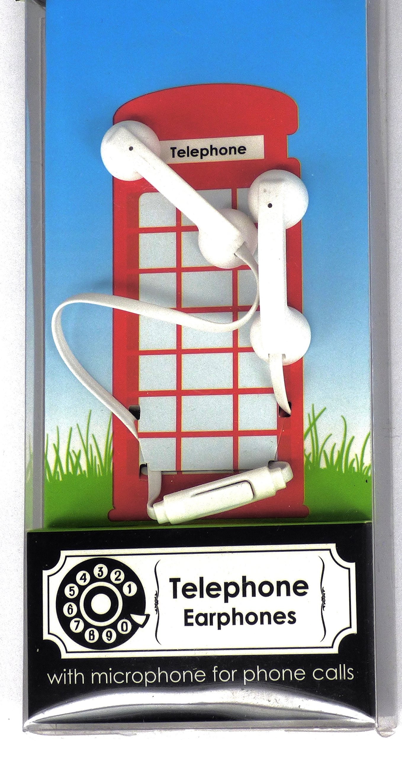 Novelty Telephone Design Earphones with Microphone for Phone Calls (White)
