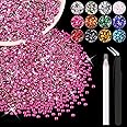 5000PCS 3mm Resin Rhinestones in Bulk (Hot Pink), Bedazzling Flatback Crystals for Crafts DIY Nail Decoration, Gems Charms for Tumbler Shoes Clothing Fabric with Pickup Pen and Tweezers