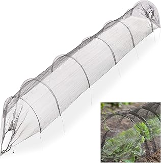 Relaxdays Netztunnel Garten 3,3 m, Beetabdeckung gegen Schädlinge und Insekten, feinmaschig, Pflanztunnel Bögen, schwarz
