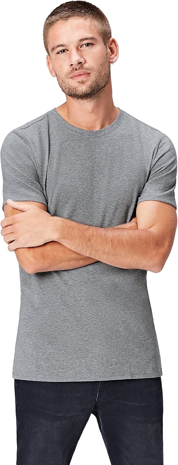 Amazon Brand - find. Men's T Shirt with Slim Fit and Crew Neck: Amazon.co.uk: Clothing