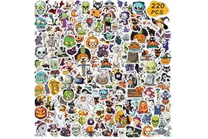 MIBOR Halloween Stickers for Kids, 220PCS Halloween Cute Pumpkin Stickers for Water Bottle Laptop, Vinyl Halloween Crafts Treats for Classroom, Kids Adults Halloween Party Favors Supplies Halloween Gifts