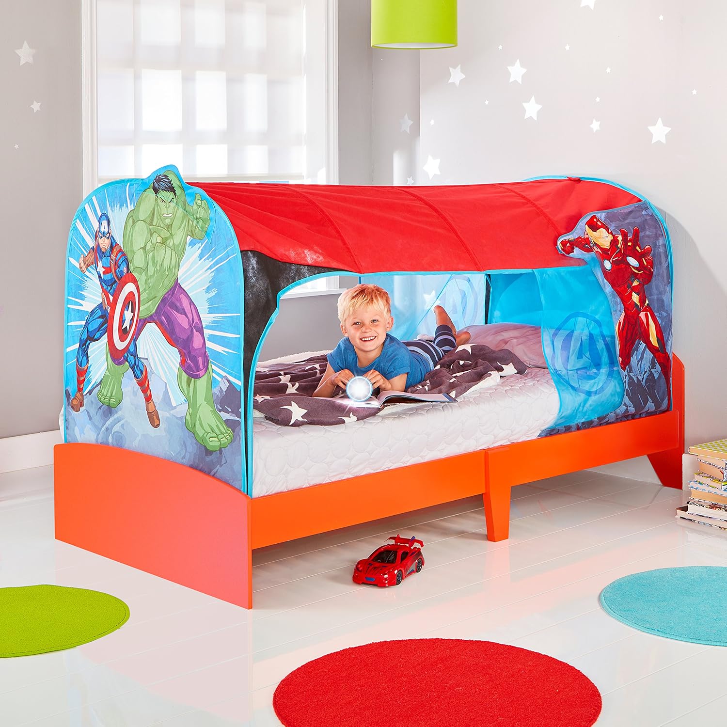 Marvel Avengers Kids Single Over Bed Fabric Tent By Hellohome Captain America Hulk And Iron Man