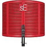 SE ELECTRONICS RF-X Reflexion Filter - Portable Microphone Isolation Shield for Recording Music, Podcasts &amp; Voice-Overs - Four-Layer Acoustic Sound Shield for Home Recording Studio Equipment (Red)