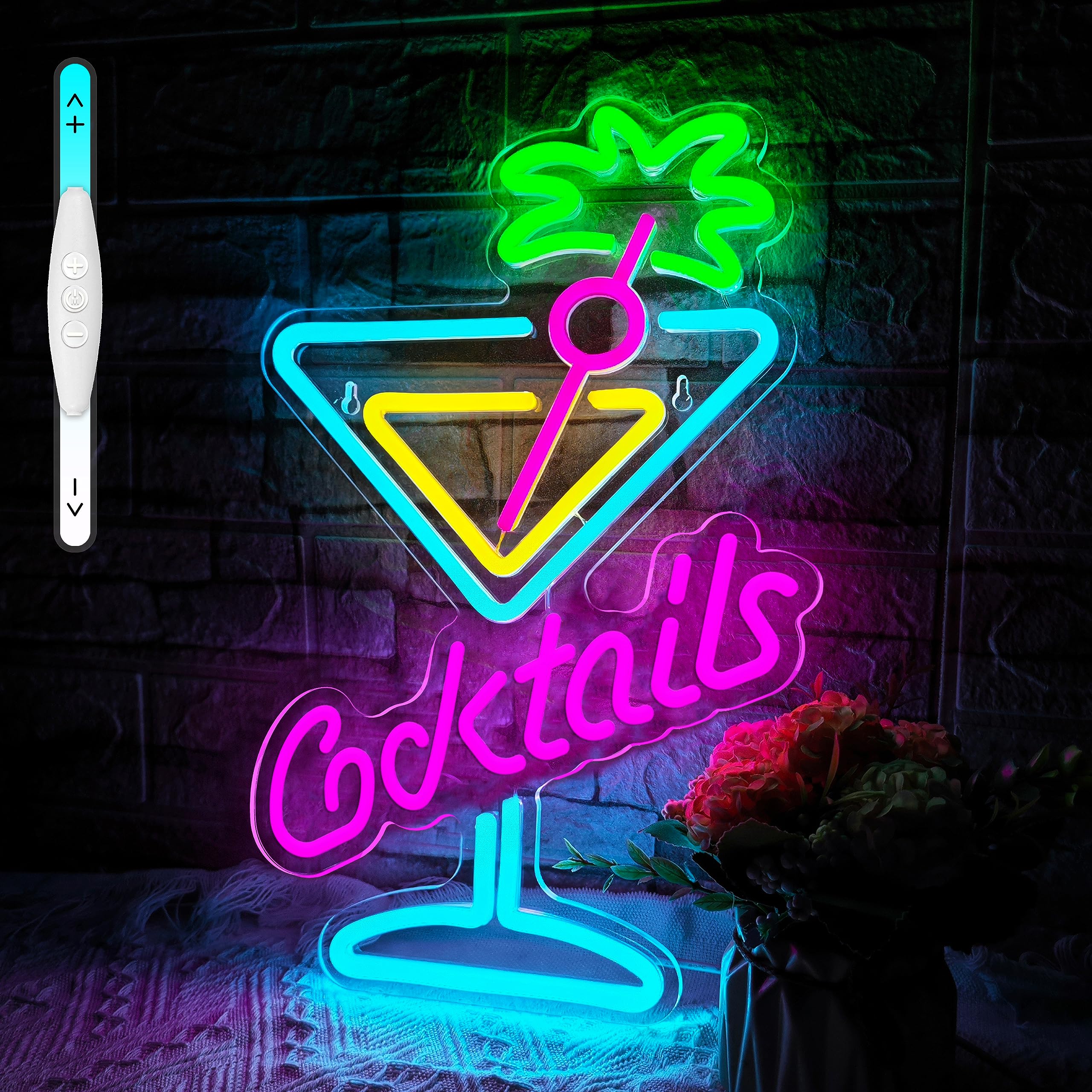 Photo 1 of Cocktails Neon Sign Cocktail Glass LED Neon Signs Art Wall Lights for Beer Bar Decor Dimmable USB Powered Martini LED Neon Light for Party, Cocktails Bar, Pub, Night Club, Man Cave Decoration