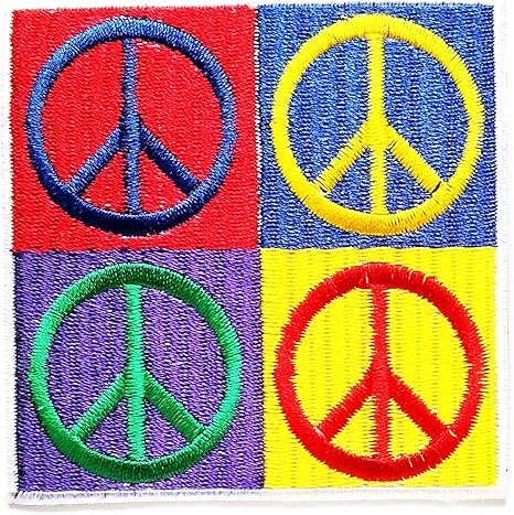 Yellow Red Black Green Purple Pink Hippy Peace Sign Symbol 10 each Lot