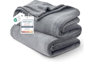 Bedsure GentleSoft Fleece Bed Blankets Queen Size Grey - Soft Warm Winter Blanket Lightweight Cozy Luxury Microfiber, Room Home Decor Christmas Decorations Gifts for Women and Men, 90x90 inches