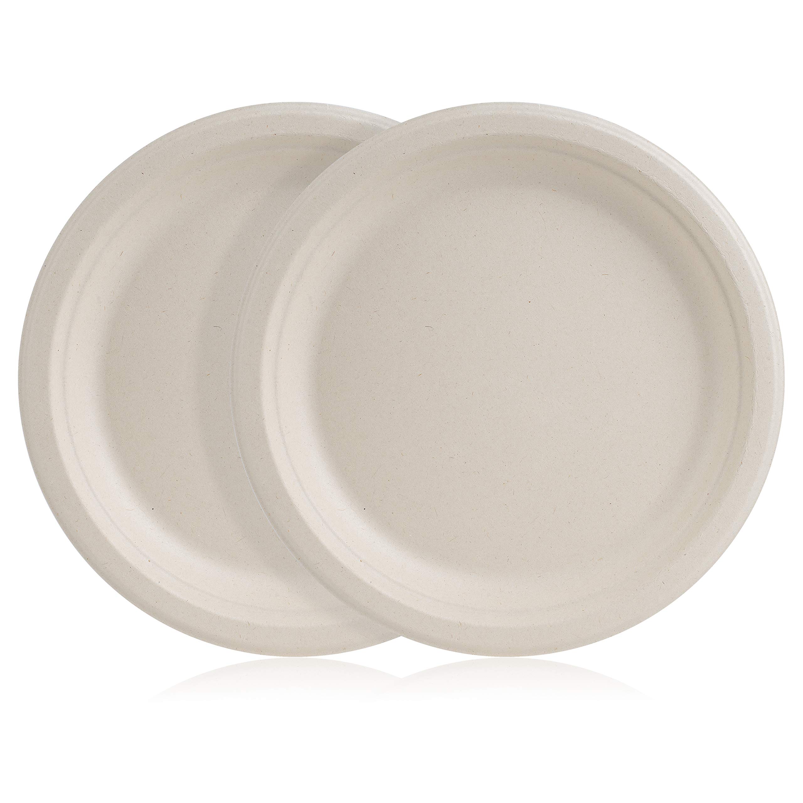 Eco Friendly Natural Plates | Special Mixture of Bamboo & Sugarcane | 100 COUNT | Premium Quality | Compostable & Biodegradable | Plastic & Paper Plates Alternative | FDA Approved | Pandish