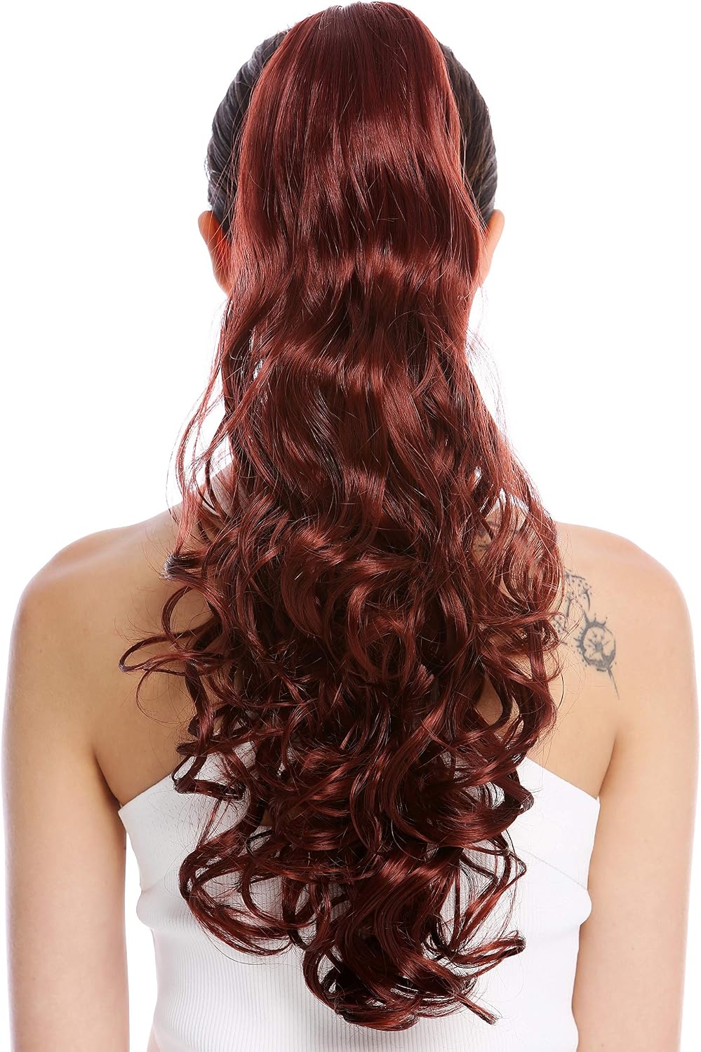 WIG ME UP - DM44-V-131 Ponytail Hairpiece Extensions long voluminous curled wild straggly wet look henna copper brown auburn 21inch