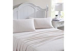 Laura Ashley Home - Twin Sheets, Cotton Flannel Bedding Set, Brushed for Extra Softness & Comfort (Evie Pink, 3 pcs, Twin)