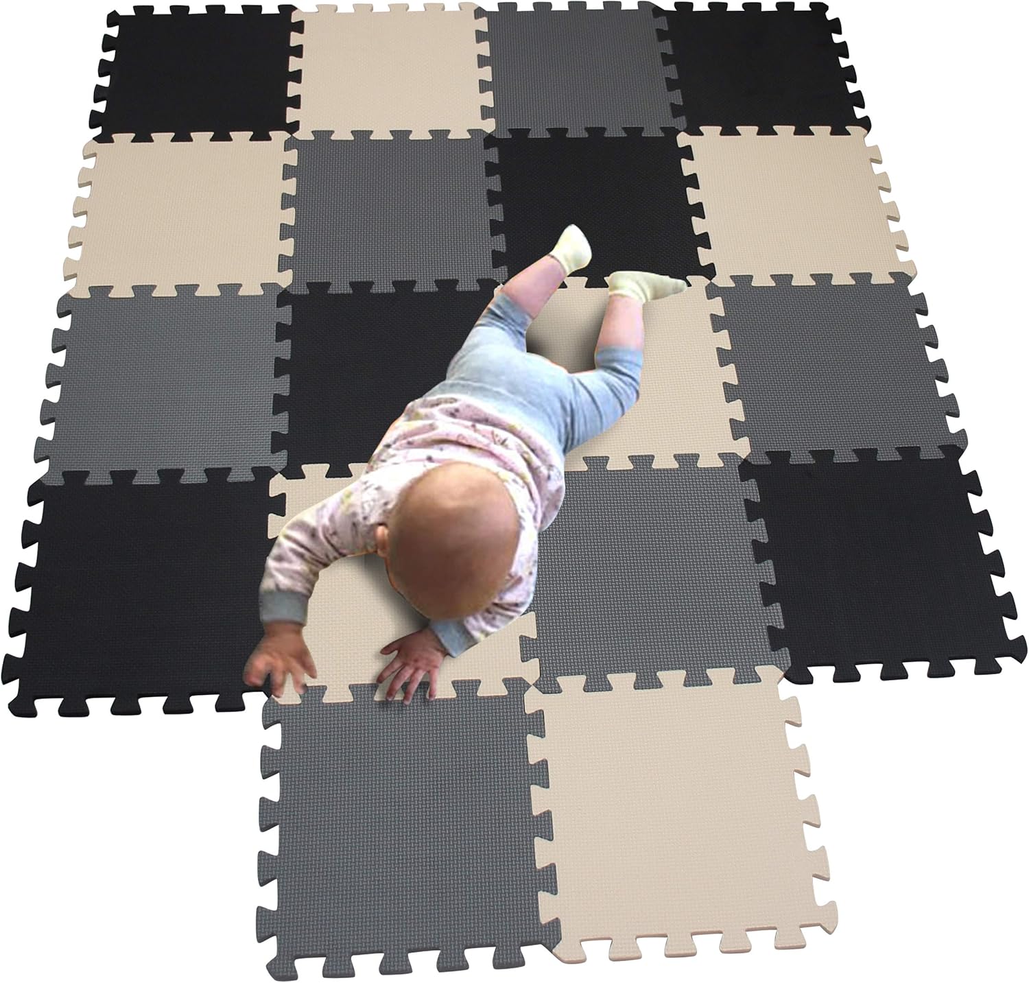 MQIAOHAM Outdoor/Indoor Protective Flooring Mats - Interlocking Reversible Floor Matting Suitable Gym, Play Area, Exercise, Yoga White Pink Rose 101103109: Toys & Games