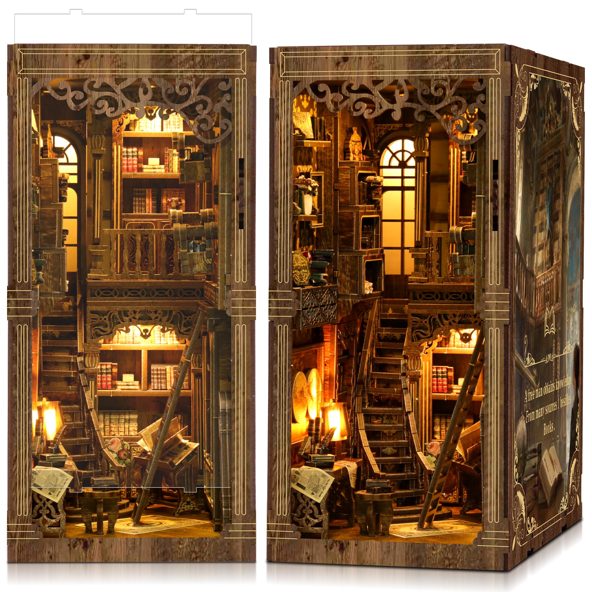 Book Nook Kits for Adults: LUMYCE Book Nook Kit Model Kits Craft Kits for Adults - DIY Miniature House Kit for Bookshelf Booknook Tiny House with Sensor Led Light