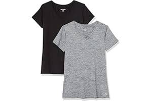 Amazon Essentials Womens Active Quick Dry Tech Stretch Short-Sleeve V-Neck T-Shirt (Available in Plus Size)