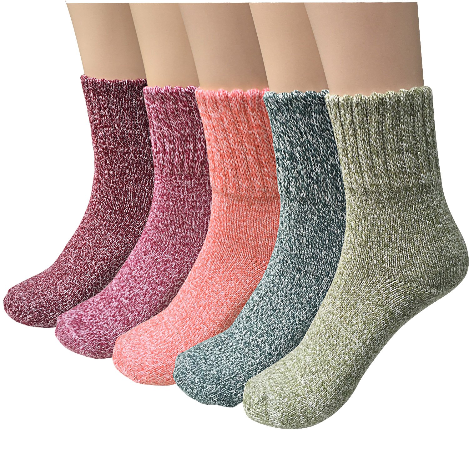 Womens Crew Socks Winter Thick Knit Warm Casual Wool Footwear Fashion