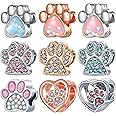 9 Pack Silver Spacer Beads Charms fit Pandora Bracelet CZ Pendant Set