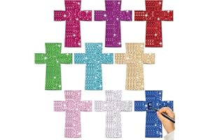 BWKOSS 100Pcs Easter Cross Glitter Paper Cutouts Religious Cross Assorted Color Cuts Christian Crosses Cutout for Kids' Craft Sunday School DIY Projects Church Home Classroom Birthday Bulletin Board Decors