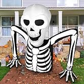 Joiedomi 5.5 FT Long Halloween Inflatables Outdoor Decorations, Skeleton Halloween Decor Blow Up Yard Decorations with LEDs, Inflatable Skeleton Ground Breaker for Outside Lawn Garden Decor