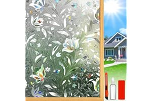 DWERSTY Rainbow Window Privacy Film Decorative, Stained Glass Window Tint for Home, 3D Decals Window Clings for Glass Windows, Static Cling Window Sticker, Suncatcher Window Cover,17.5" by 78.74"