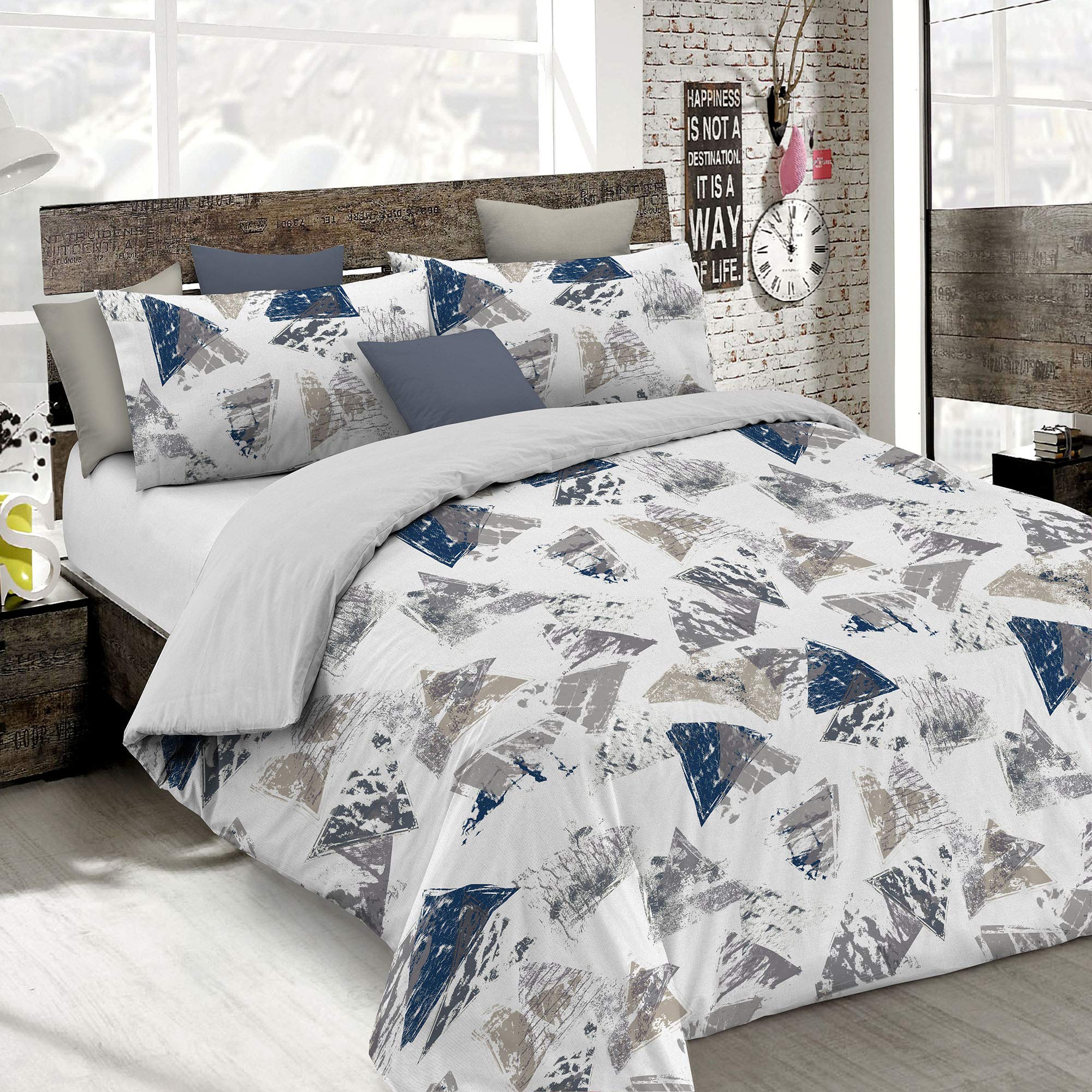 Italian Bed Linen Duvet Cover Fashion, Urban blu, Small Double