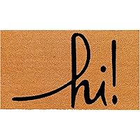 THEODORE MAGNUS Natural Coir Doormat with Non-Slip Backing - 17 x 30 - Outdoor/Indoor - Welcome Mats - Natural - hi! - COIR-1