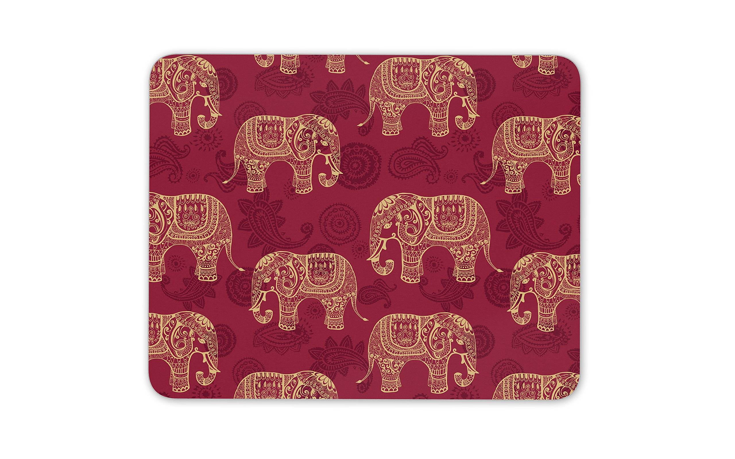 Destination Vinyl Ltd Red Elephant Pattern Mouse Mat Pad - Indian India Mum Sister Gift Computer #8856
