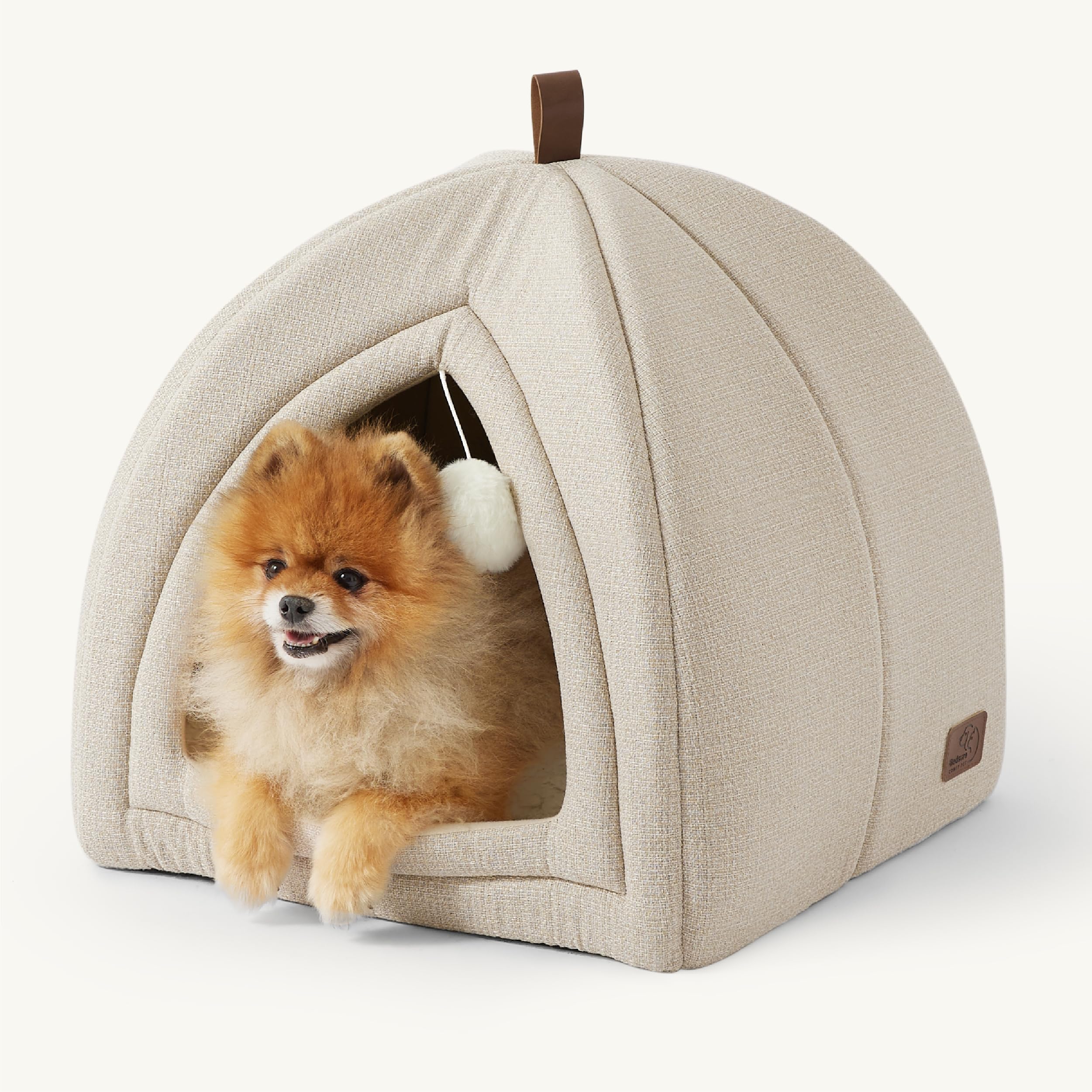 Photo 1 of Bedsure Cat Beds for Indoor - 2 in 1 Cat Cave House Tent for Kittens and Small Pets with Removable Washable Cushioned Pillow, Foldable Kitten Hideaway with Non-Slip Bottom, Beige, 17.3 inches