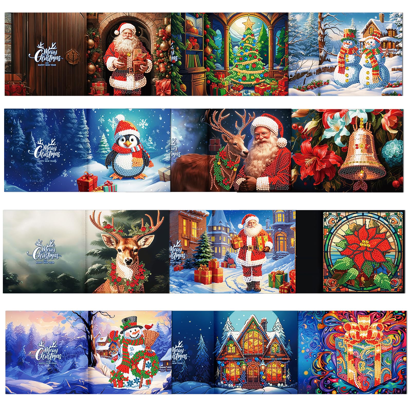 ycyingcheng 5D Christmas Greeting Cards, DIY Special-shaped Diamond Painting Greeting Cards Kit, Diamond Art Postcards with Envelopes ﻿