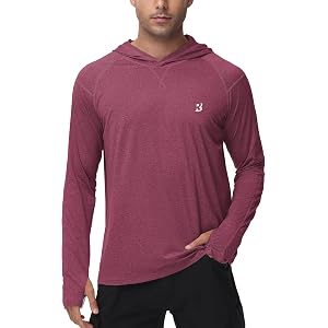 Roadbox Mens UPF 50+ Fishing Shirts, Long Sleeve UV Sun Hoodie, Hiking Running Swim Athletic Workout Shirt