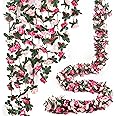 Miracliy 5Pcs 41FT Pink Flower Garland Artificial Rose Arch Vines Fake Spring Floral Garland for Flower Wall Backdrop Wedding Mothers Day Garden Tea Party Decoration
