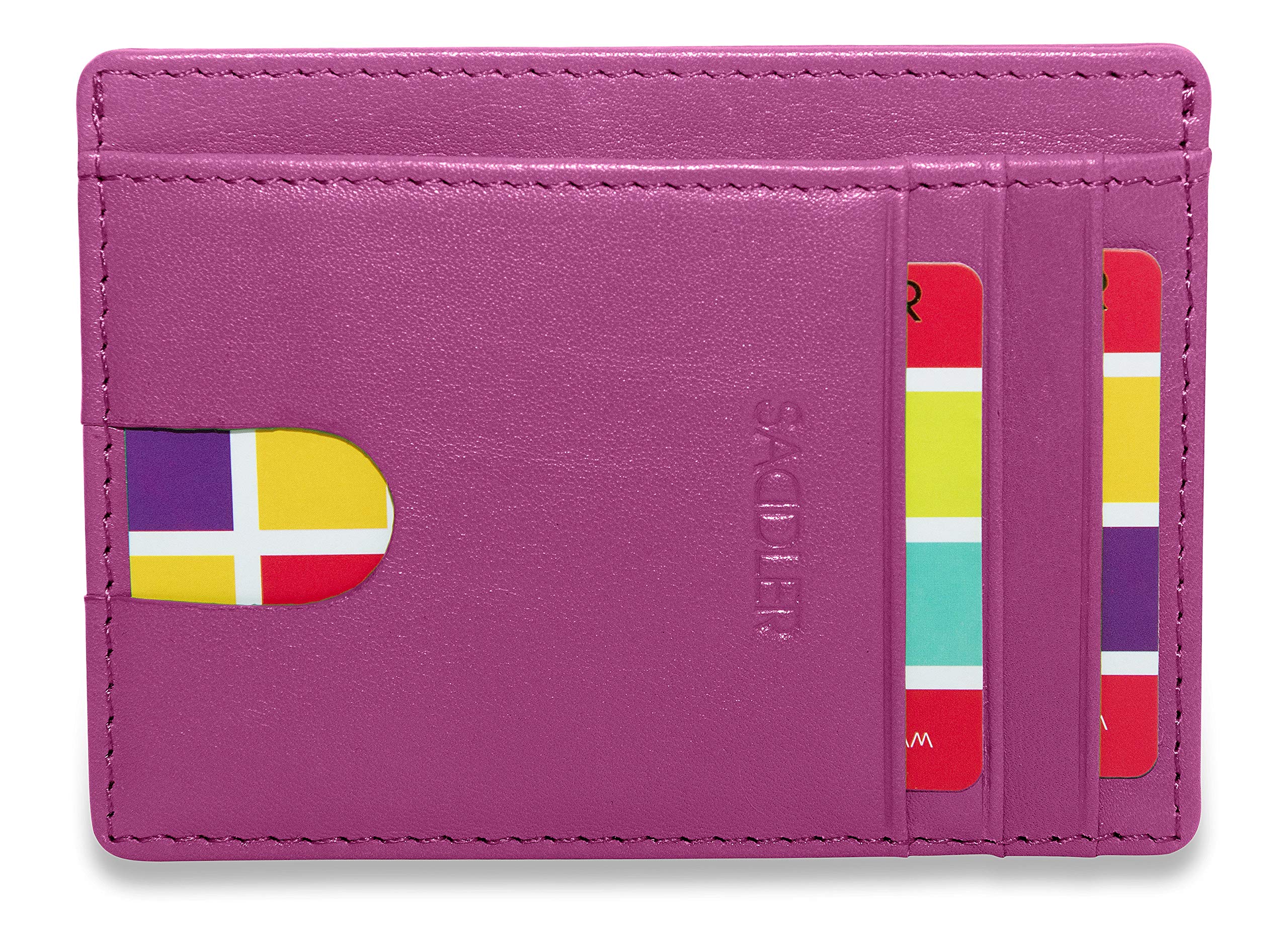 SADDLER Women's Soft Leather Slim Credit Card & ID Holder | Minimalist RFID Card Wallet | Business & Travel Case | Luxury Gift Box