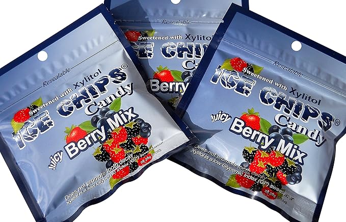 Amazon Com Ice Chips Xylitol Candy In Resealable Pouches 1 Oz Juicy Berry Mix 3 Pack Grocery Gourmet Food