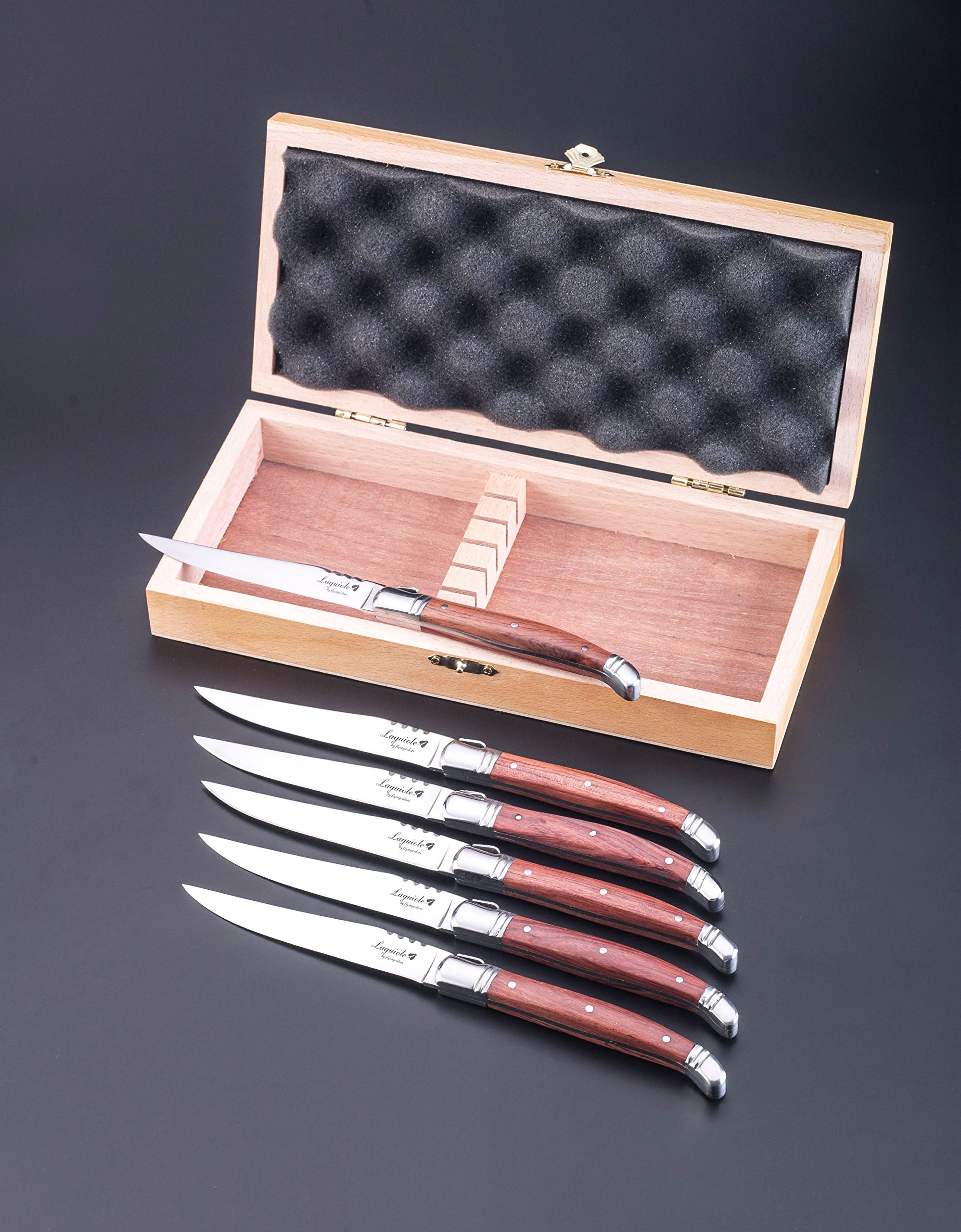 FlyingColors Laguiole Steak Knife. Stainless Steel, Rose Wood Handle