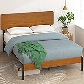 ZINUS Olivia Metal and Wood Platform Bed Frame / No Box Spring Needed / Wood Slat Support / Easy Assembly, Queen