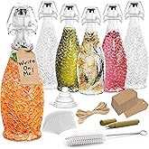 Nevlers 17 Oz Textured Swing Top Glass Bottles with Lids | Flip Top Glass Bottle with Stopper 6 Pack | Resealable Beer, Water, Vanilla Extract or Kombucha Bottles | Airtight Drinking or Syrup Bottle