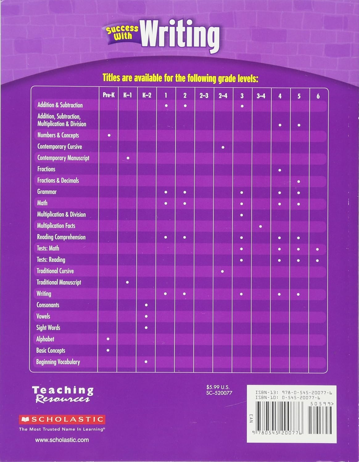 Scholastic Success with Writing, Grade 3: Scholastic: 0078073200771: Books