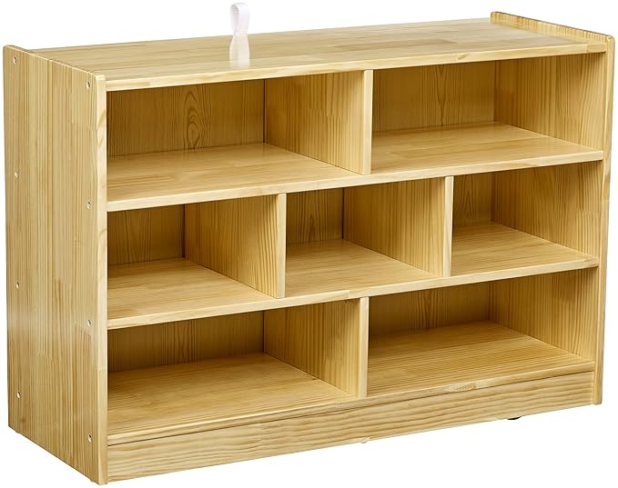 AmazonBasics Solid Wood Storage with Caster Wheels with 7