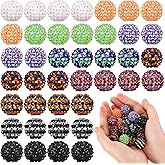 Loetere 40 Pcs 20 mm Rhinestone Beads Bulk Crystal Round Disco Ball Chunky Bubblegum Beads for Pens Bracelets Charms Craft European Style Jewelry Making Supplies Christmas(Halloween Color)