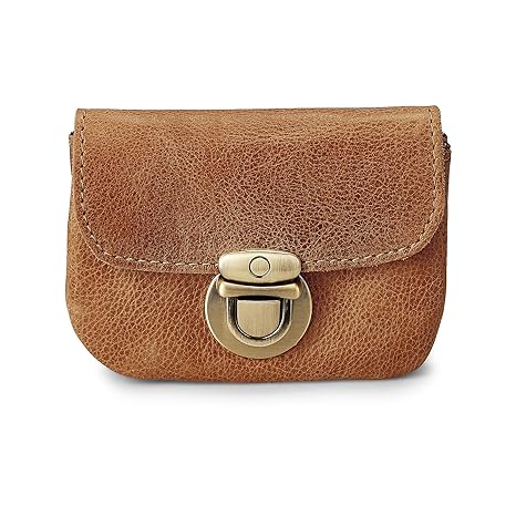 Cox Damen Damen Mini-Geldbörse aus Leder, Portemonnaie in Braun mit zwei Innenfächern (11 x 8,5 x 1,5 cm) braun OneSize