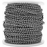 CleverDelights Gunmetal Ball Chain - Bulk Chain - Craft Jewelry Chain Dog Tags Home DIY (2.0mm, 330, Feet)