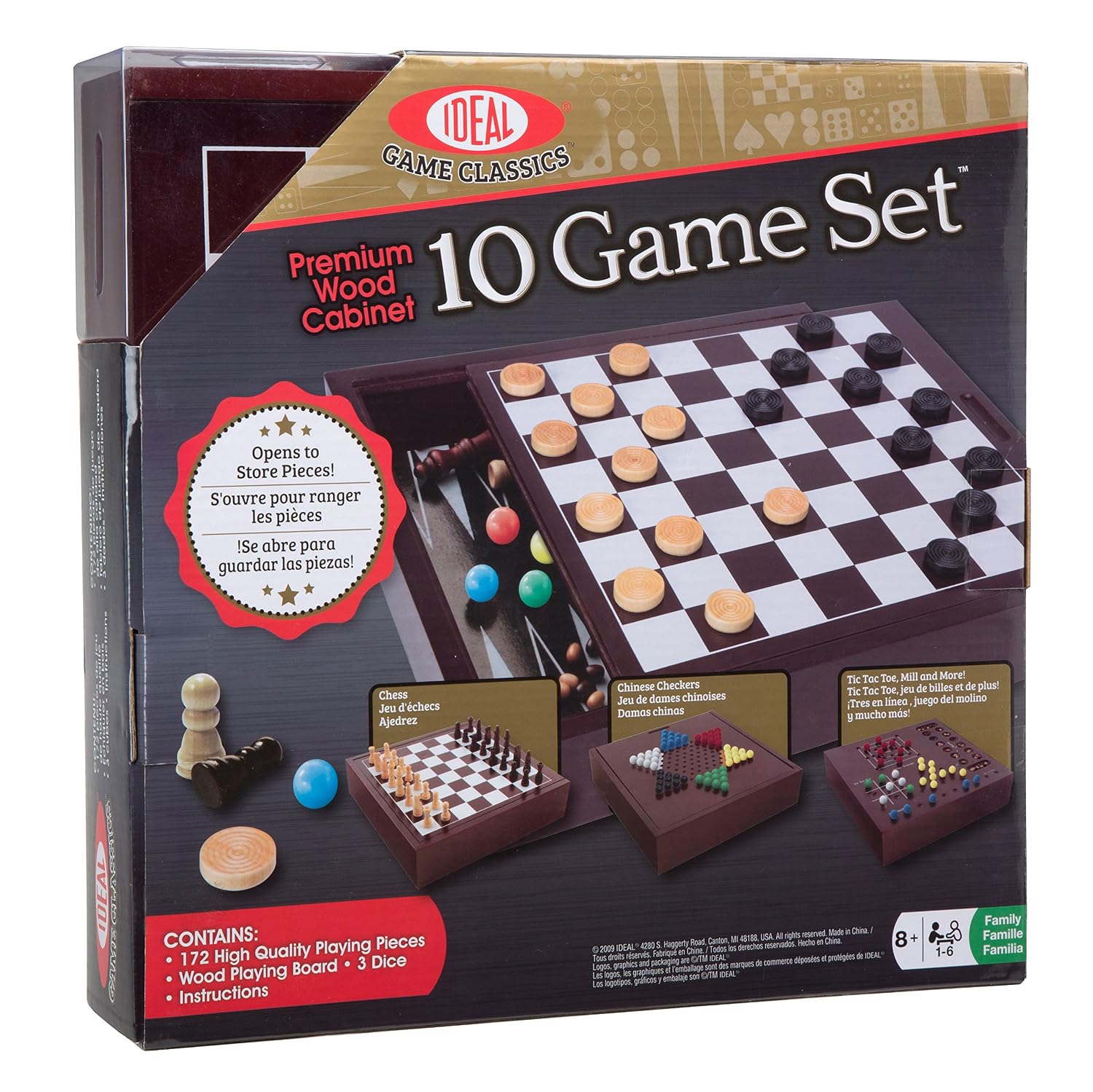 Ideal Premium Wood Cabinet 10 Game Set - 
