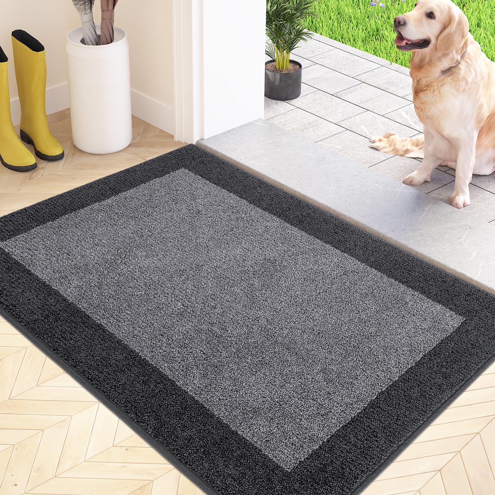 FCSDETAIL Dirt Trapper Indoor Door Mat 60 x 90 cm, Non-slip Entrance Rug, Machine Washable Dog Doormat, Inside Floor Mat for Entryway, Muddy Shoes & Paws