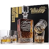Personalized Whiskey Decanter Set – Custom 5-Pc Liquor Gift Set with 4 Glasses & Engraved Decanter – 800ml – Men’s Gift, Housewarming, Retirement, #1